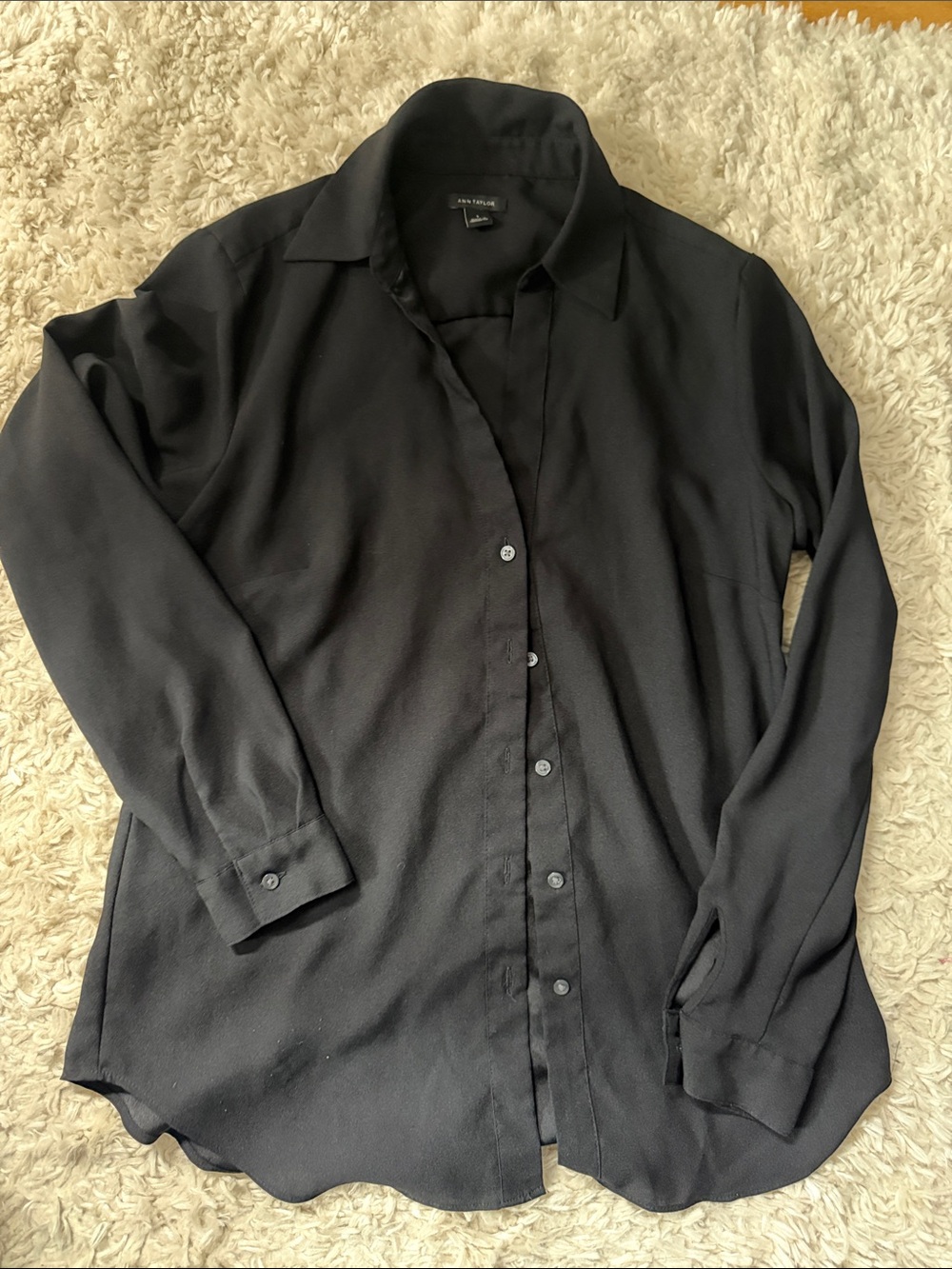 Ann Taylor Black Button-Up Dress Shirt